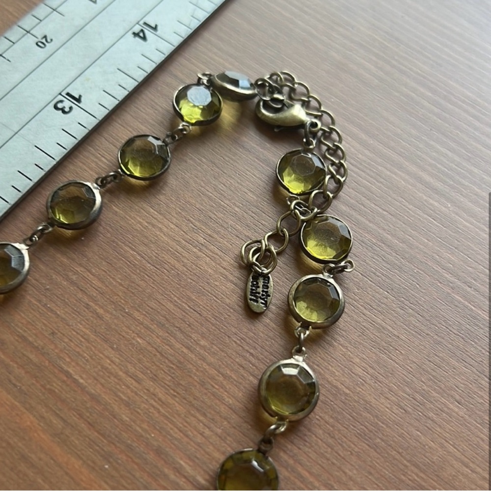 Martyr Sohiff green crystal long lanyard necklace clasp wrap layered statement - Picture 3 of 7